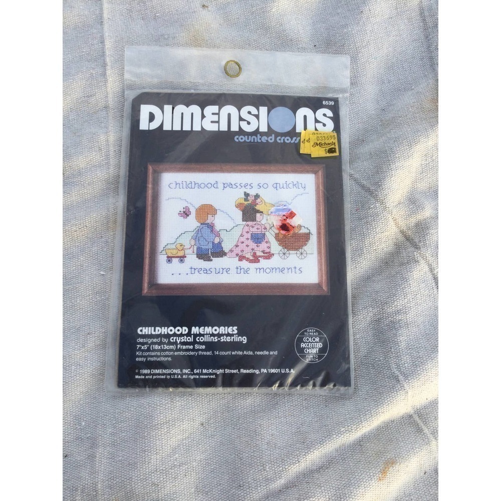 Vintage NEW dimensions cross‎ stitch kit pattern childhood memories 1989 usa